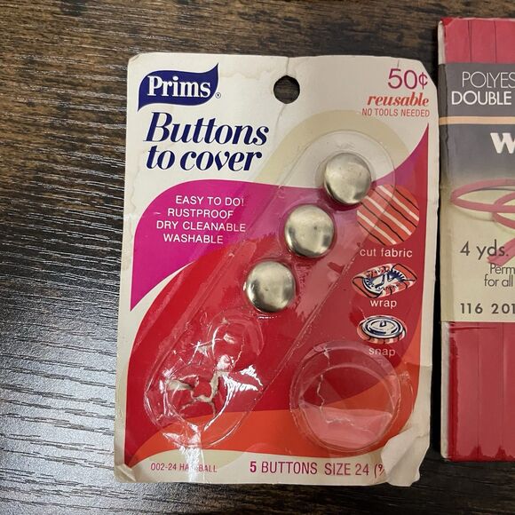 Vintage Craft Lot of 30 Wrights & More Sewing NOS Buttons Trim Rick Rack Piping - Picture 8 of 13